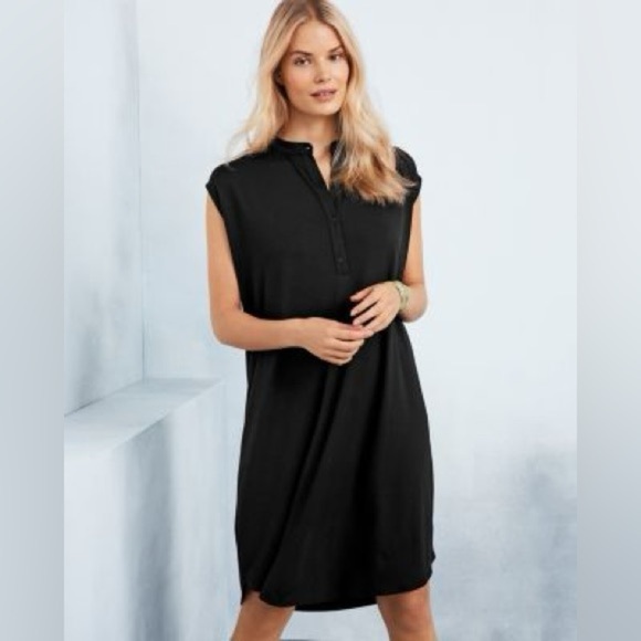 EUC Eileen Fisher Viscose Jersey Mandarin-Collar Dress Petite - Picture 1 of 5